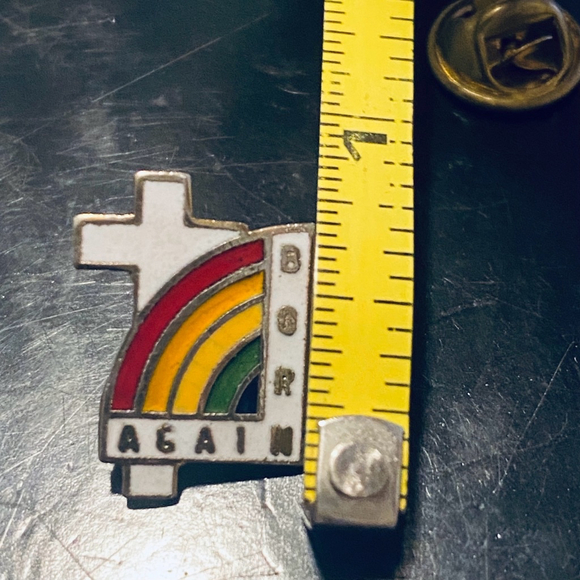 White Cross and Rainbow Lapel Pin - Picture 3 of 3